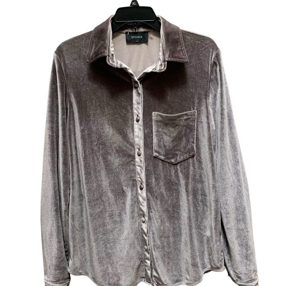 Storia Mink color Velvet Button-Down Shirt